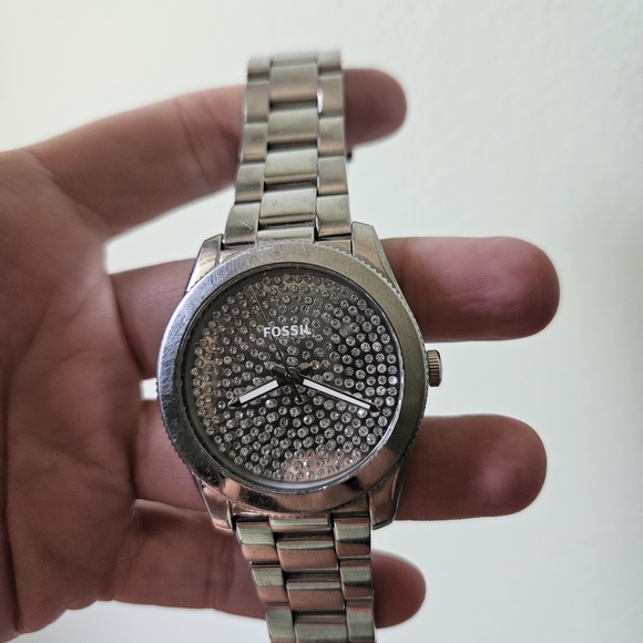 Fossil Silver Watch with Crystal Accents - Picture 1 of 4